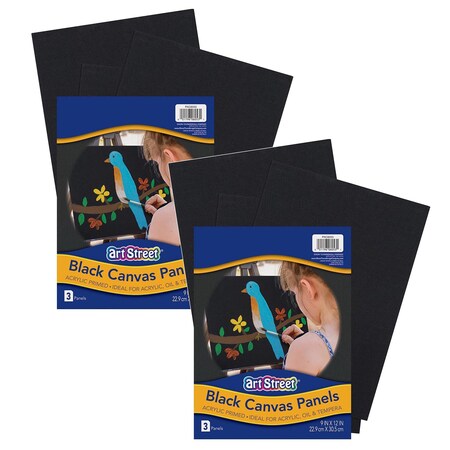 Prang Canvas Panels, Black, 9in x 12in, 6PK PAC6053